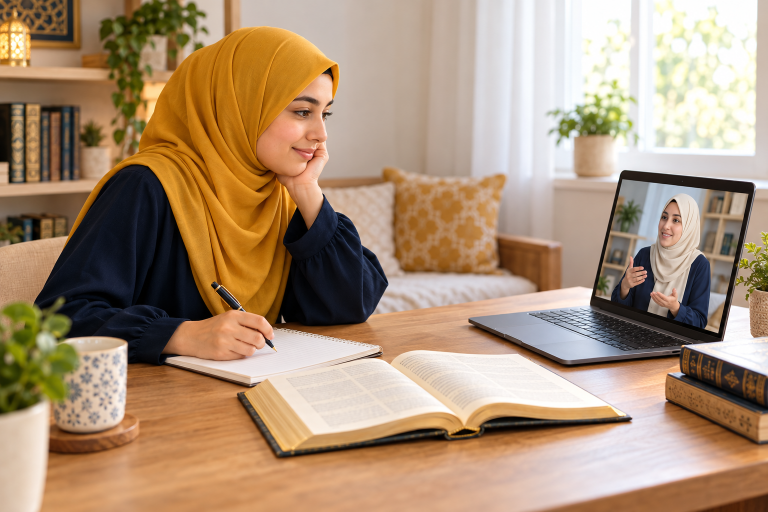 Female Student in Online Tafseer Lesson